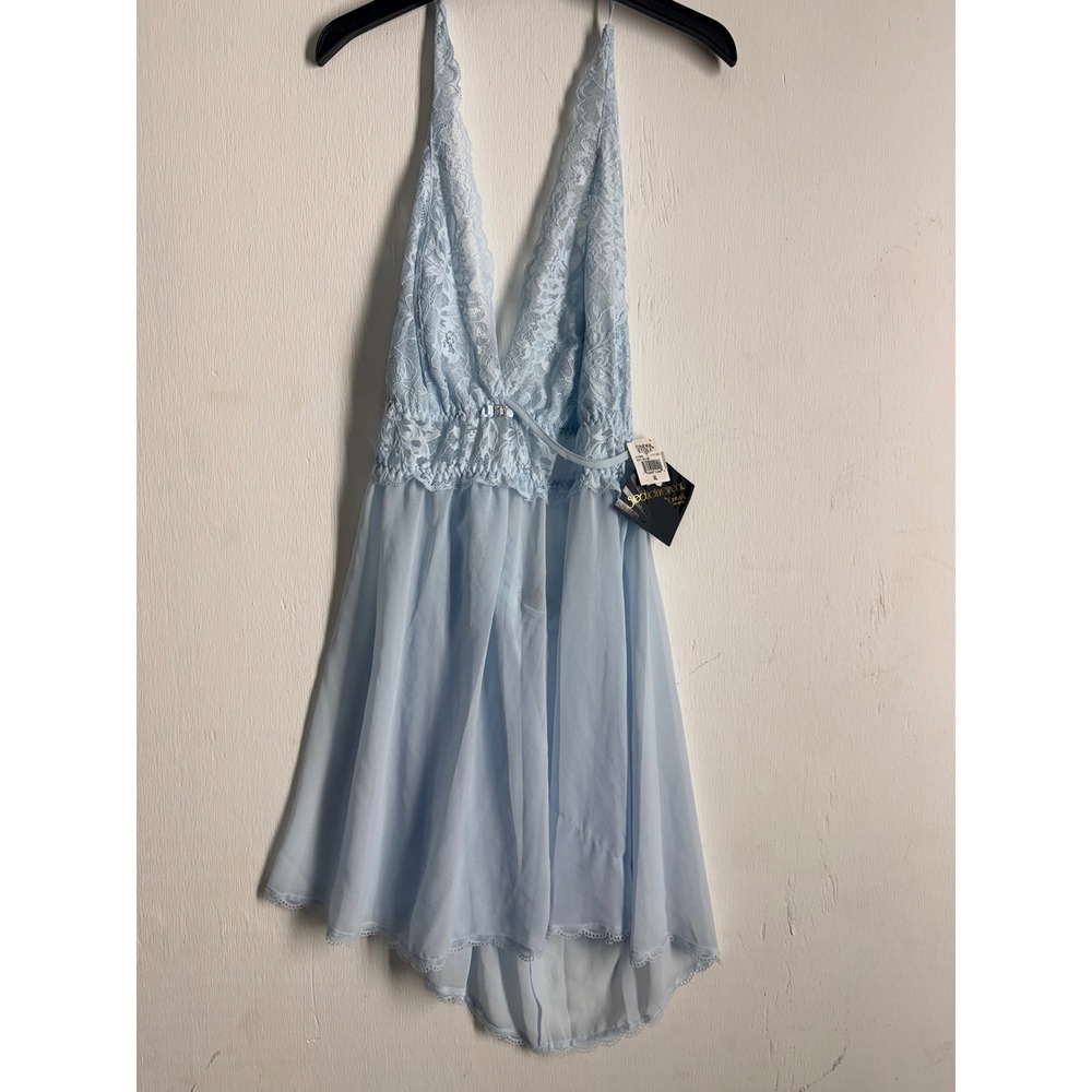Cinema Etoile Seductivewear Blue Lace Babydoll Lingerie Set XL NWT 410983